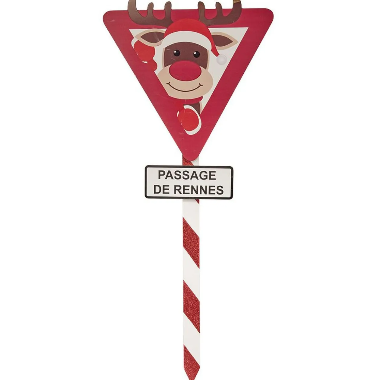 Panneau de Noël rouge et blanc H70 cm