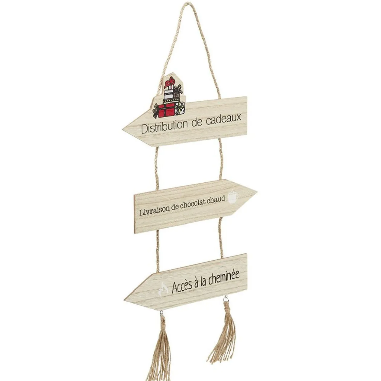 Panneau directionnel lumineux de Noël en bois