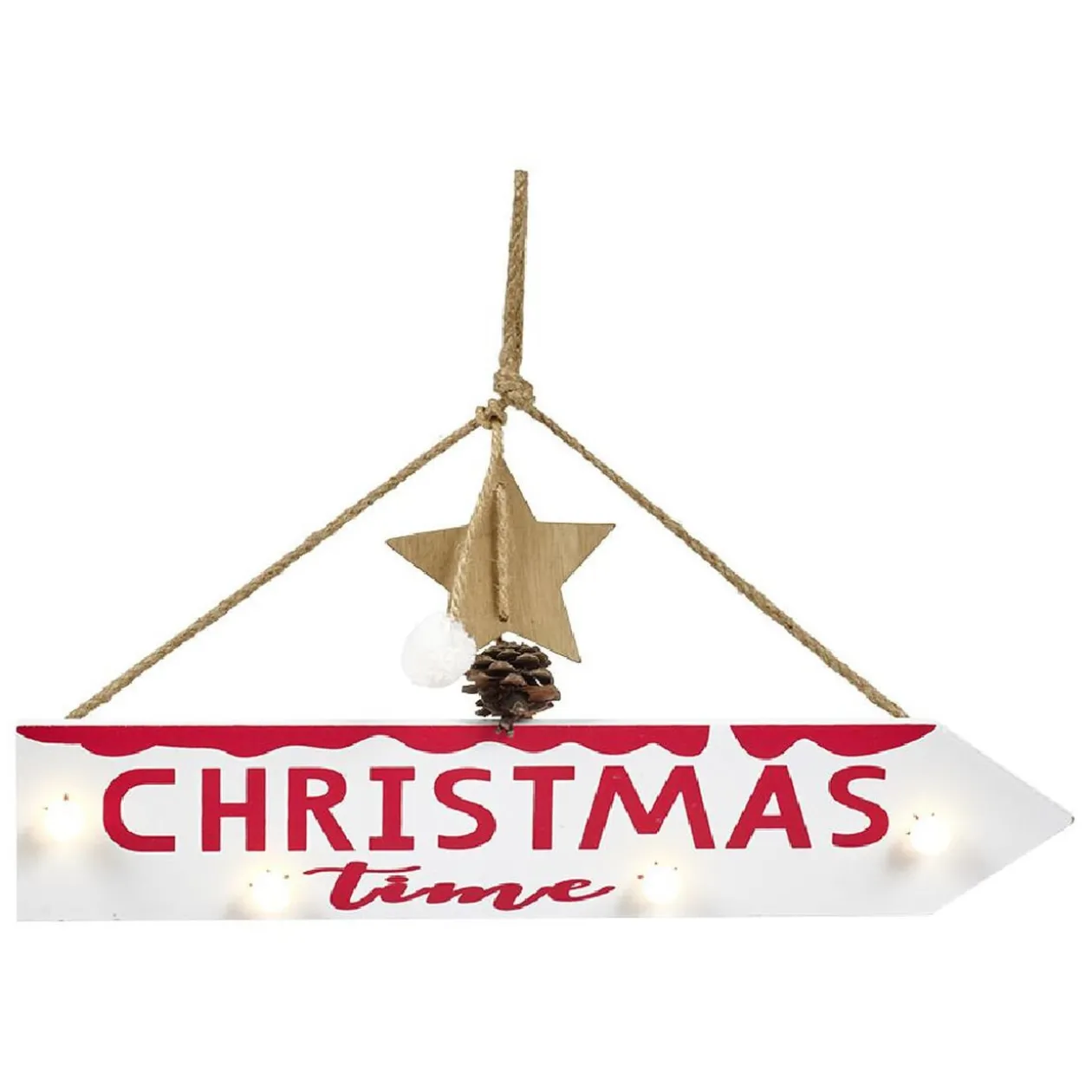 Panneau directionnel lumineux de Noël à suspendre L39,5cm blanc chaud