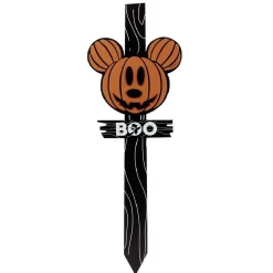 Panneau en bois Disney inscription BOO tête Mickey orange 23,5x2xH80cm