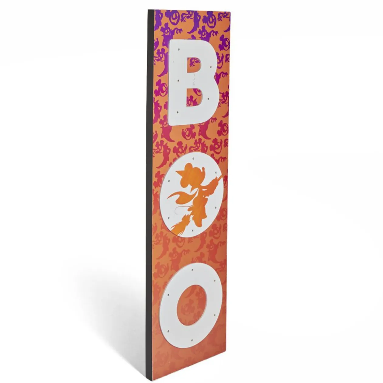 Panneau lumineux Disney inscription BOO blanc et orange 31x3,5xH110cm