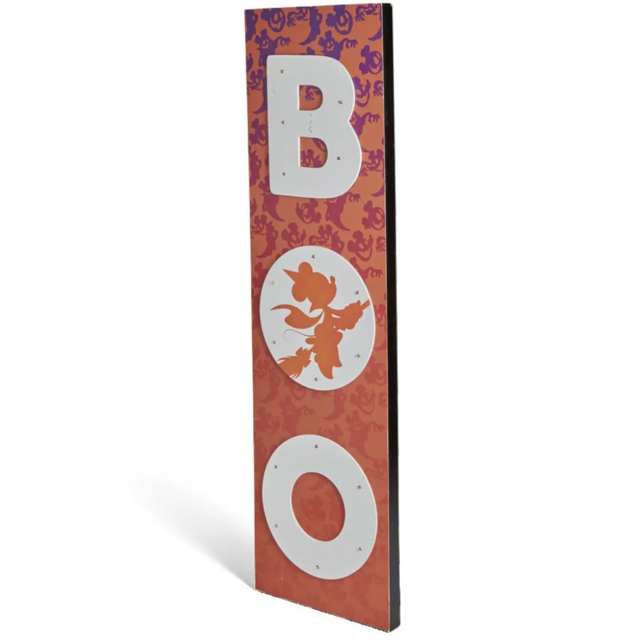 Panneau lumineux Disney inscription BOO blanc et orange 31x3,5xH110cm