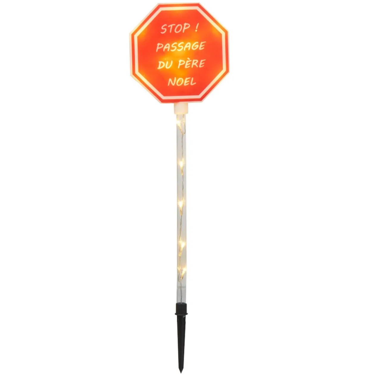 Panneau solaire à planter Stop Père Noël rouge