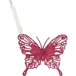 Papillon de Noël pailleté à suspendre 8xH10cm