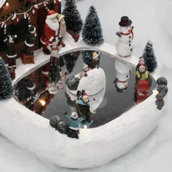 Patinoire chalet animé effet miroir village Noël