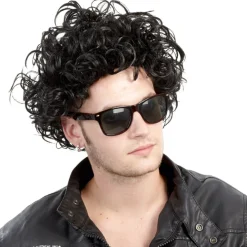 Perruque cheveux bouclés noirs