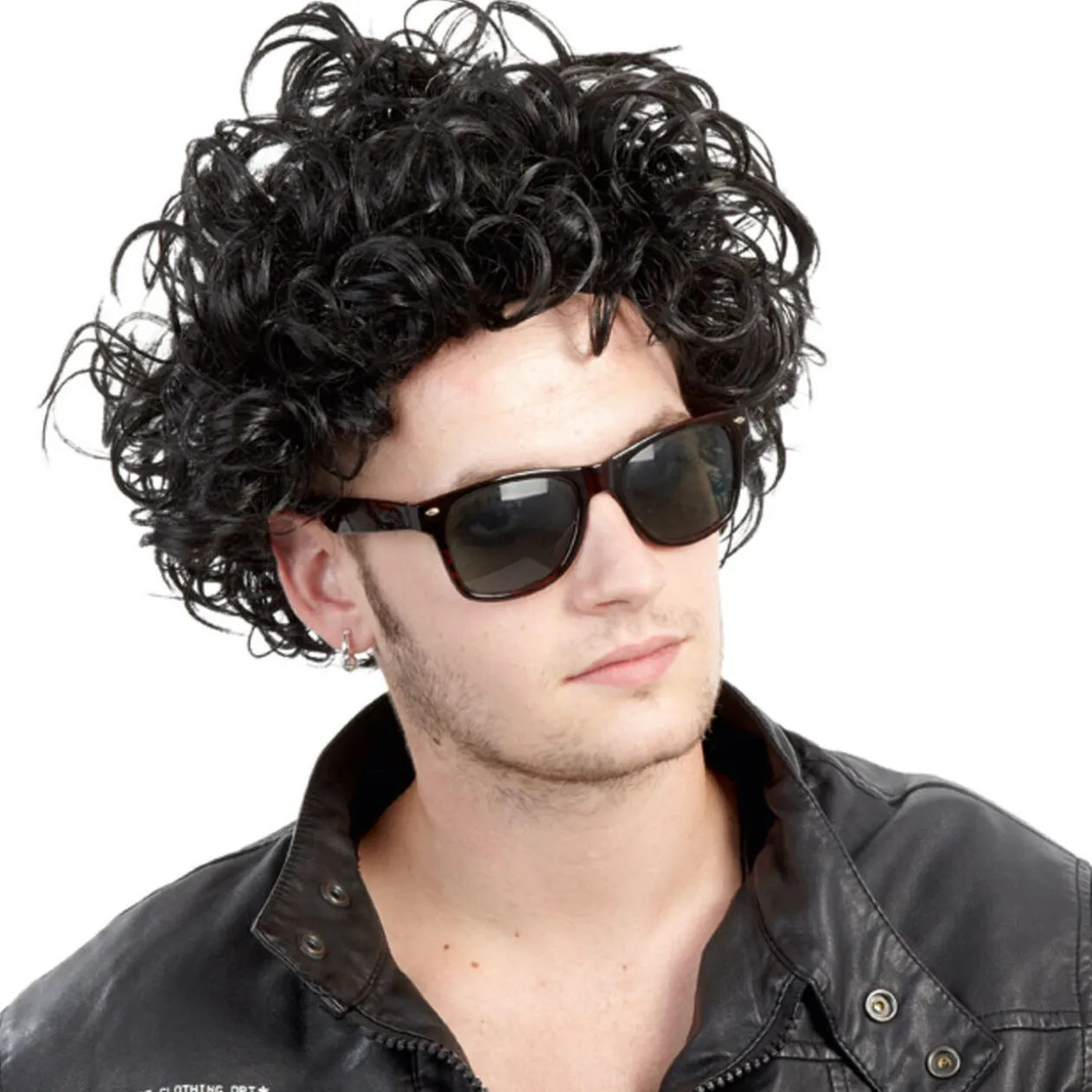 Perruque cheveux bouclés noirs