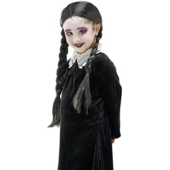 Perruque enfant gothique 2 nattes noires