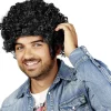 Perruque homme cheveux noirs bouclés