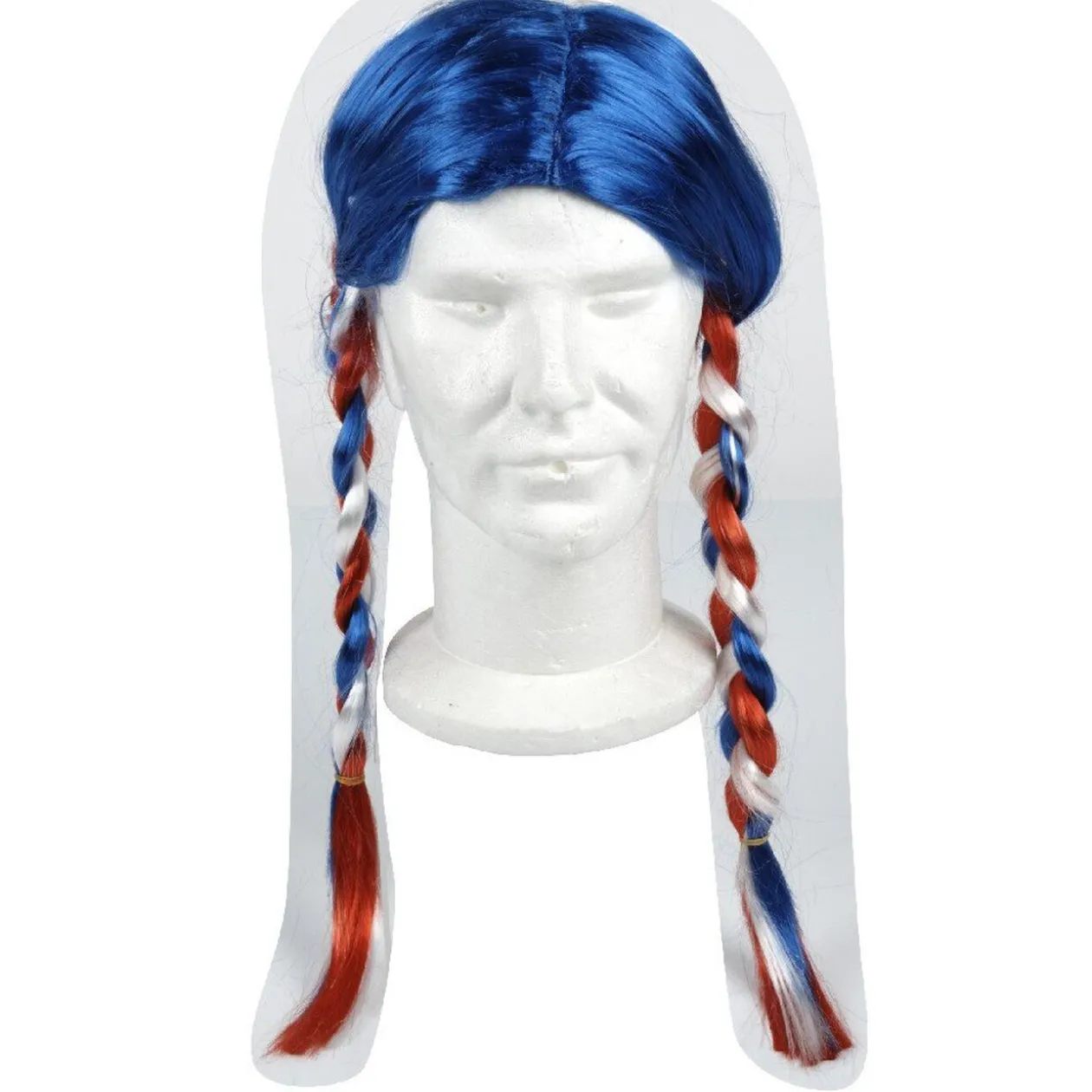 Perruque tresses tricolores supporter France