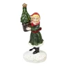 Personnage village de Noël fillette avec sapin dans les mains