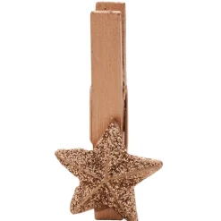 Pince en bois en forme d'étoile x10, 3 jeux de couleurs