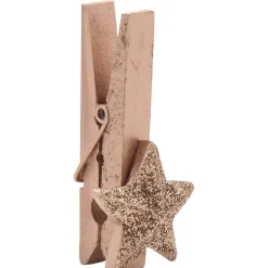 Pince en bois en forme d'étoile x10, 3 jeux de couleurs