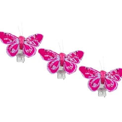 Pince papillon rose fuchsia x3