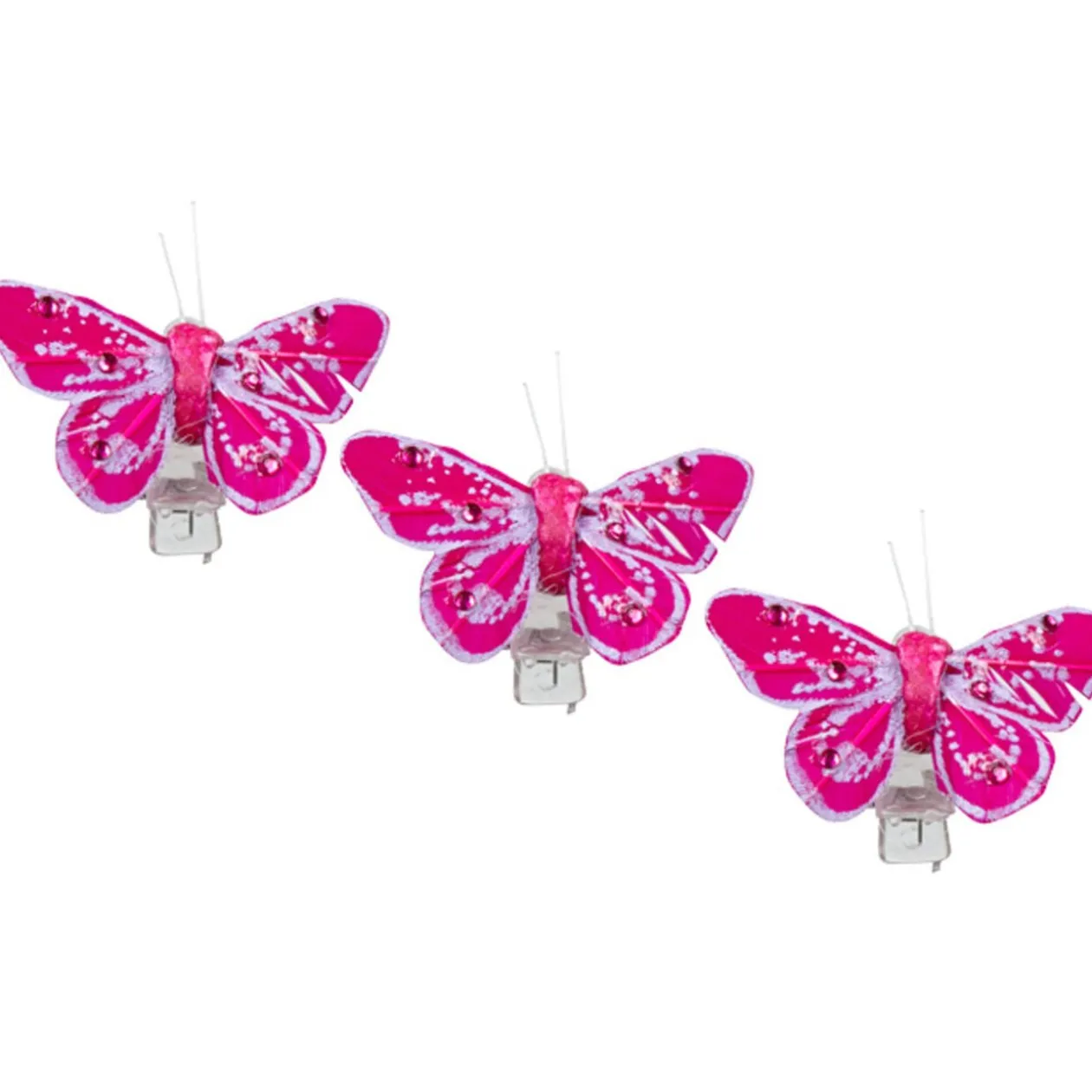 Pince papillon rose fuchsia x3