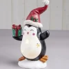 Pingouin solaire polyrésine Noël 1 LED blanc chaud H30cm