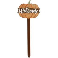 Piquet citrouille Halloween bois orange