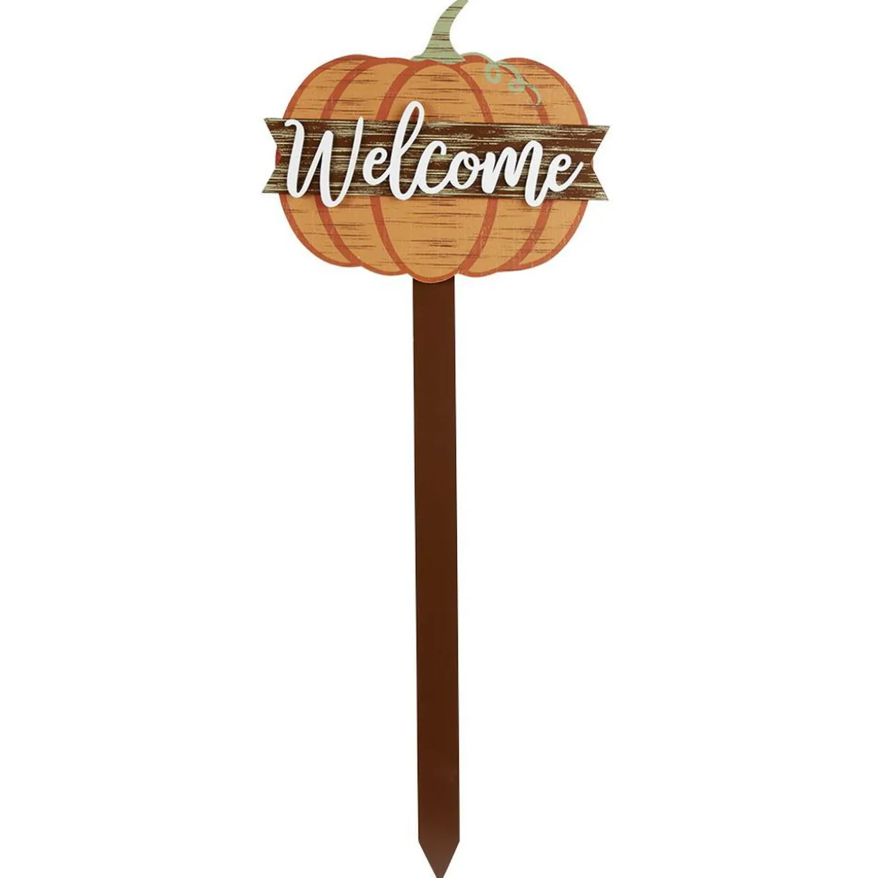Piquet citrouille Halloween bois orange