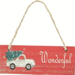 Plaque de Noël en bois à suspendre