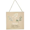 Plaque de Noël en bois avec clochette à suspendre