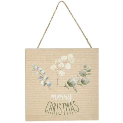 Plaque de Noël en bois avec clochette à suspendre