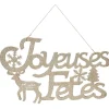 Plaque Joyeuses Fêtes Dorée L60 x H 28 cm