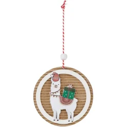 Plaque lama de Noël à suspendre