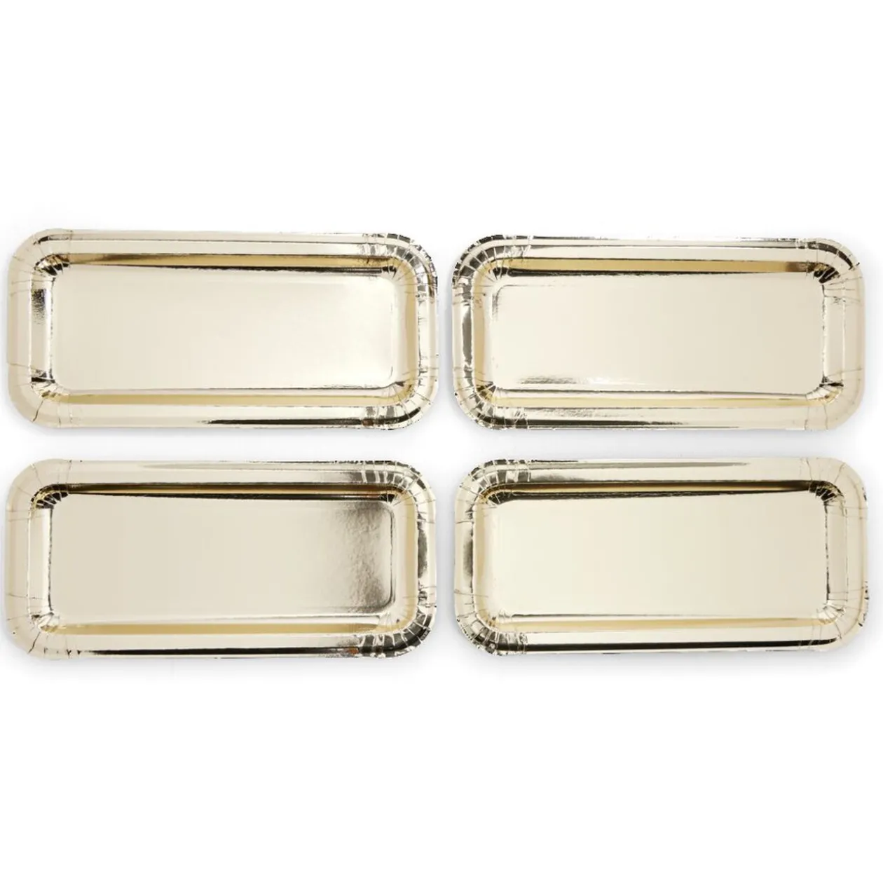 Plat à cake x4 en carton doré 15,5x34cm