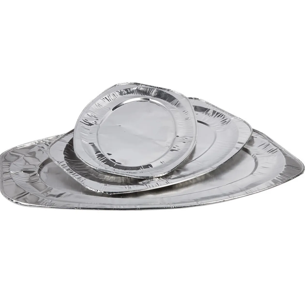 Plat de présentation ovale gris argenté x3