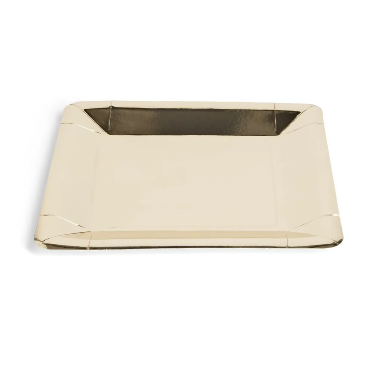 Plateau de présentation carré x4 en carton métallisé doré 23x23cm