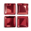 Plateau de présentation carré x4 en carton métallisé rouge 23x23cm