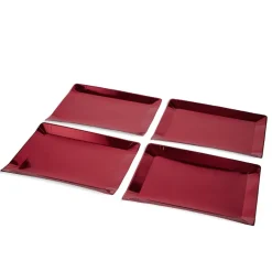 Plateau de présentation rectangulaire x4 carton métallisé rouge 28x38cm