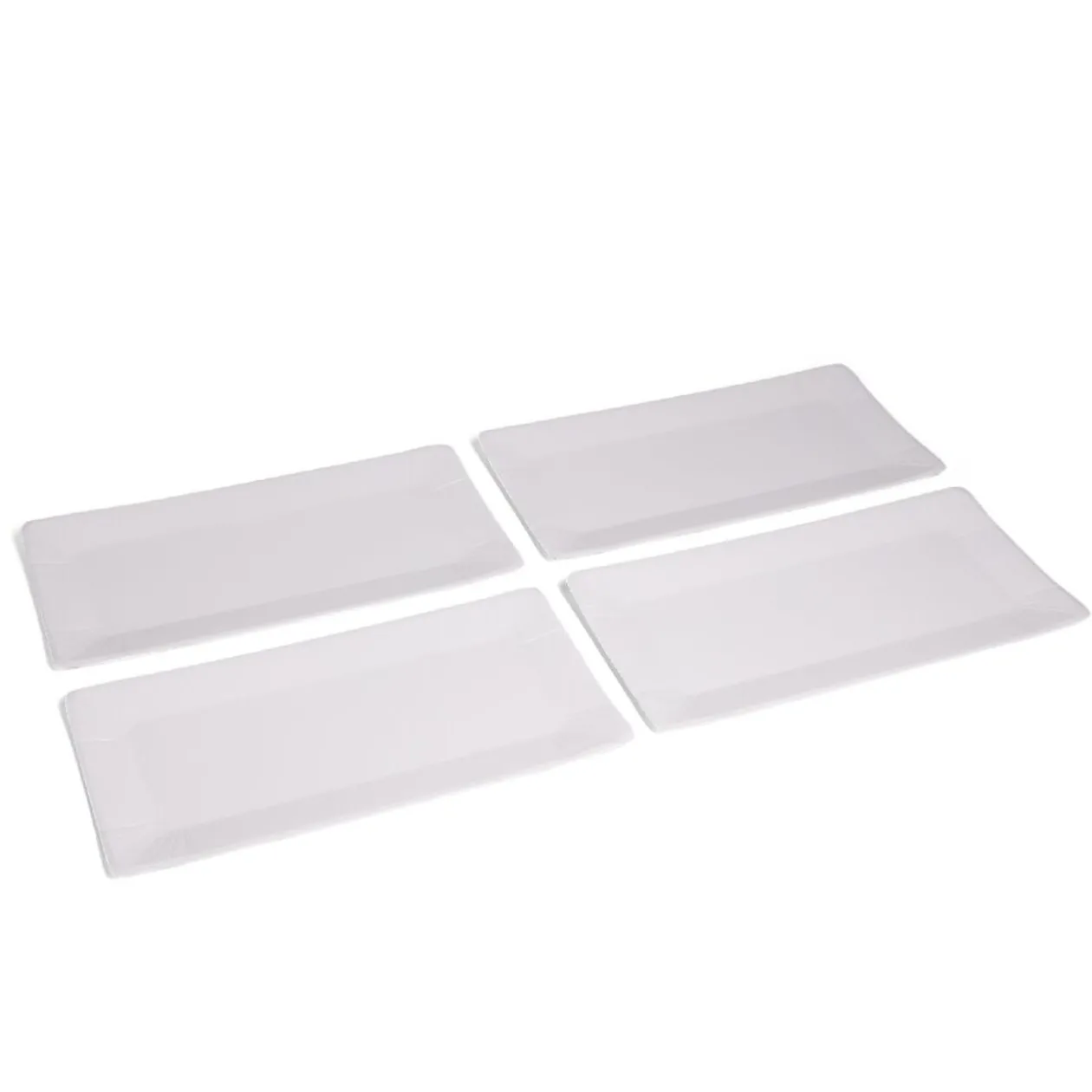 Plateau de présentation rectangulaire x4 carton métallisé blanc 19x37cm