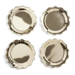 Plateau de présentation rond x4 carton métallisé doré Ø26cm