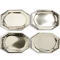 Plateaux de présentation ovale x4 carton métallisé doré 25x34cm