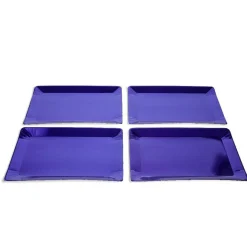 Plateaux de présentation rectangulaire x4 carton métallisé bleu 28x38cm