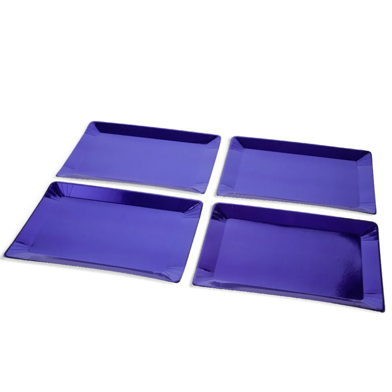 Plateaux de présentation rectangulaire x4 carton métallisé bleu 28x38cm