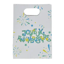 Pochette cadeau Joyeux anniversaire et feux d'artifice x 10