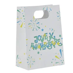 Pochette cadeau Joyeux anniversaire et feux d'artifice x 10