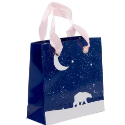 Pochette cadeau motif banquise nuit ours lune