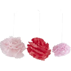 Pompon en papier rose x 3