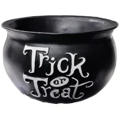 Porte bougie Halloween forme chaudron en dolomite Ø15xH10,5cm