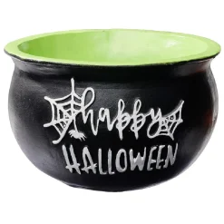 Porte bougie Halloween forme chaudron en dolomite Ø15xH10,5cm