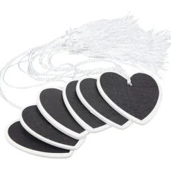 Porte nom ardoise coeur blanc x6