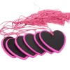 Porte nom ardoise coeur rose fuchsia x6