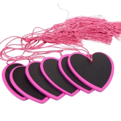 Porte nom ardoise coeur rose fuchsia x6