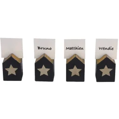 Porte nom forme maison motif étoile x4