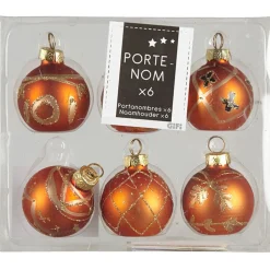 Porte nom orange doré x6