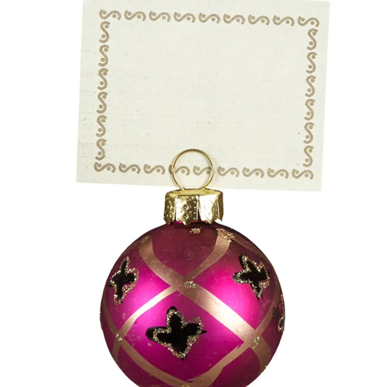 Porte nom rose fuchsia doré x6