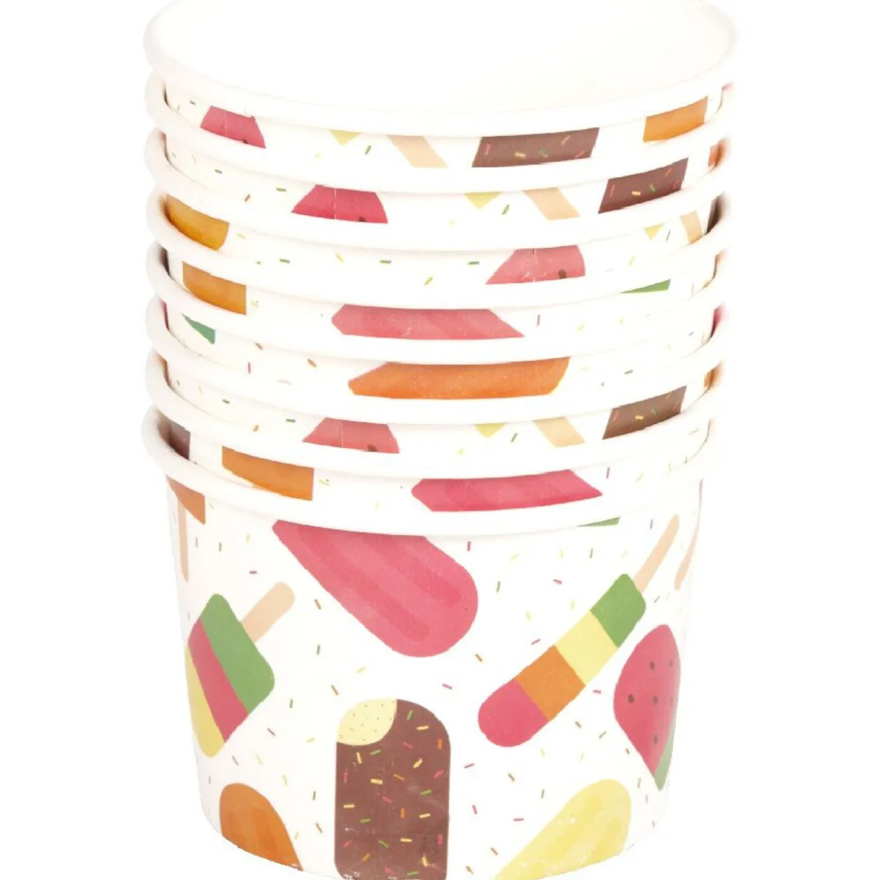 Pot à glace en carton motifs bâtonnets x8